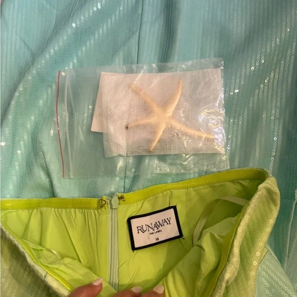 Stellar Strapless Lime and Aqua Dress - Picture 3 of 6